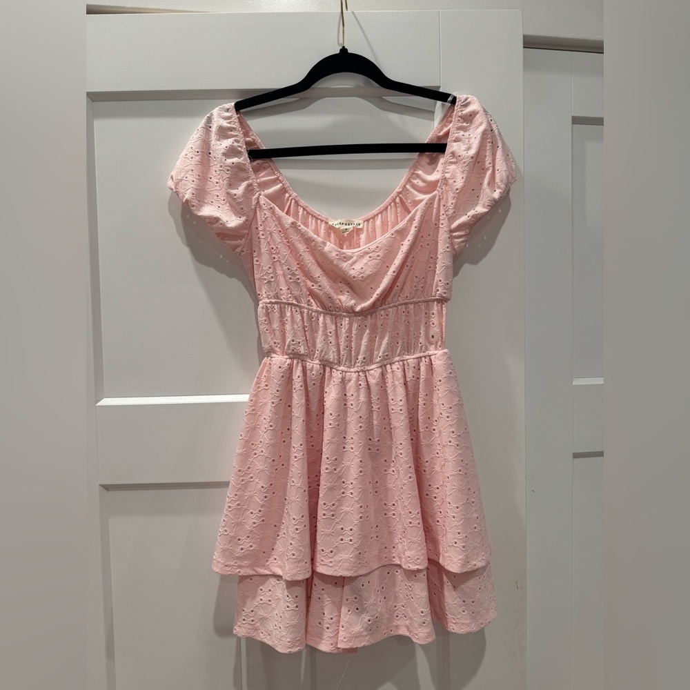 Aeropostale | NWT‎ Pink Eyelet Romper Dress  / Mini Dress- Size Small - Picture 5 of 12